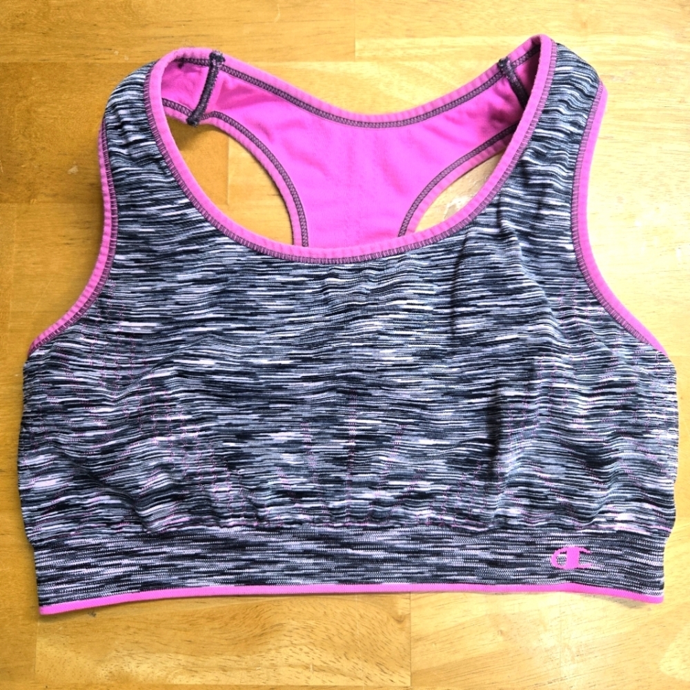 Champion Women's Gray and Pink Double Dry Sports Bra Size Large